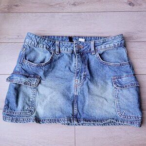 H&M Cargo Acid Wash Micro Low-Waist Denim Skirt